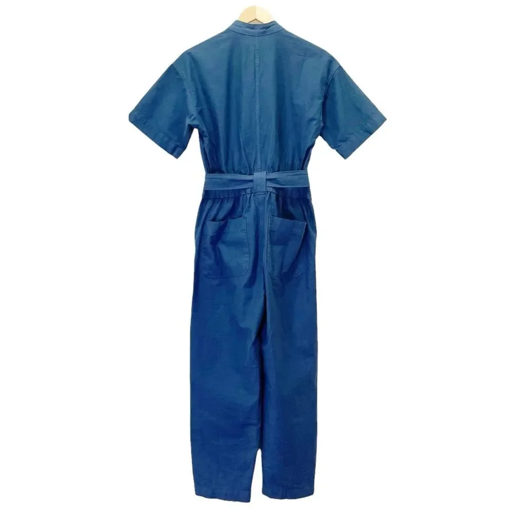 Everlane The Fatigue Short-Sleeve Jumpsuit Boiler Suit Slate Blue Size 0 | XS